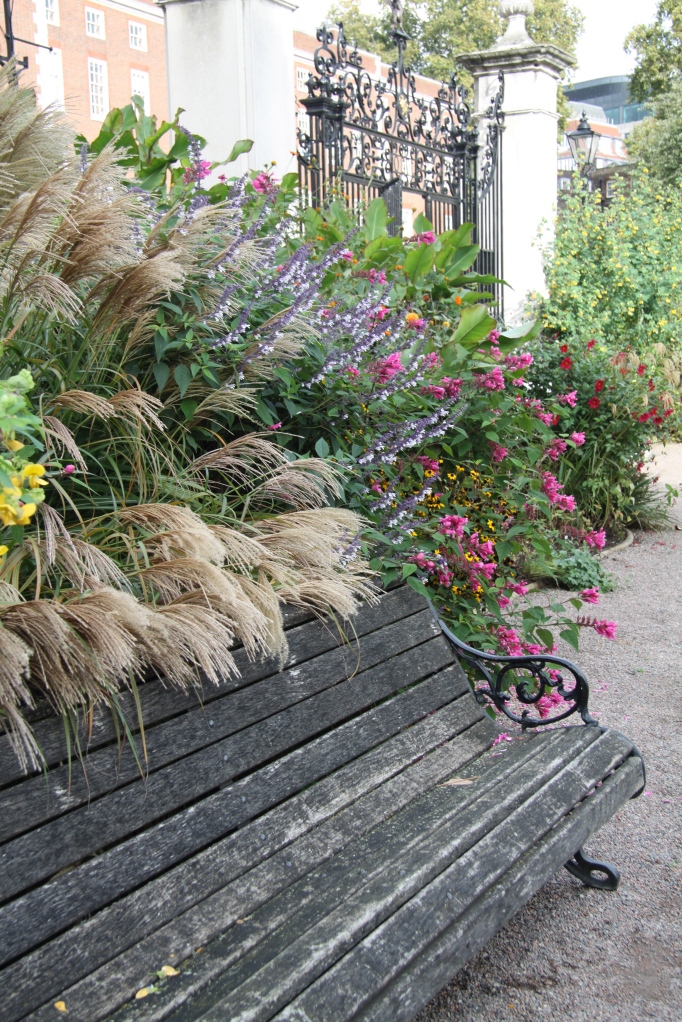 Iinner temple bench with miscanthus